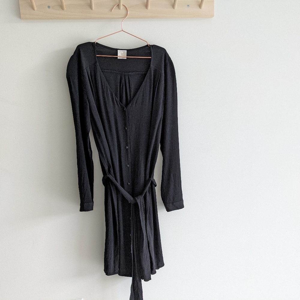 Des petits hauts long sleeve dress, black viscose, size 2